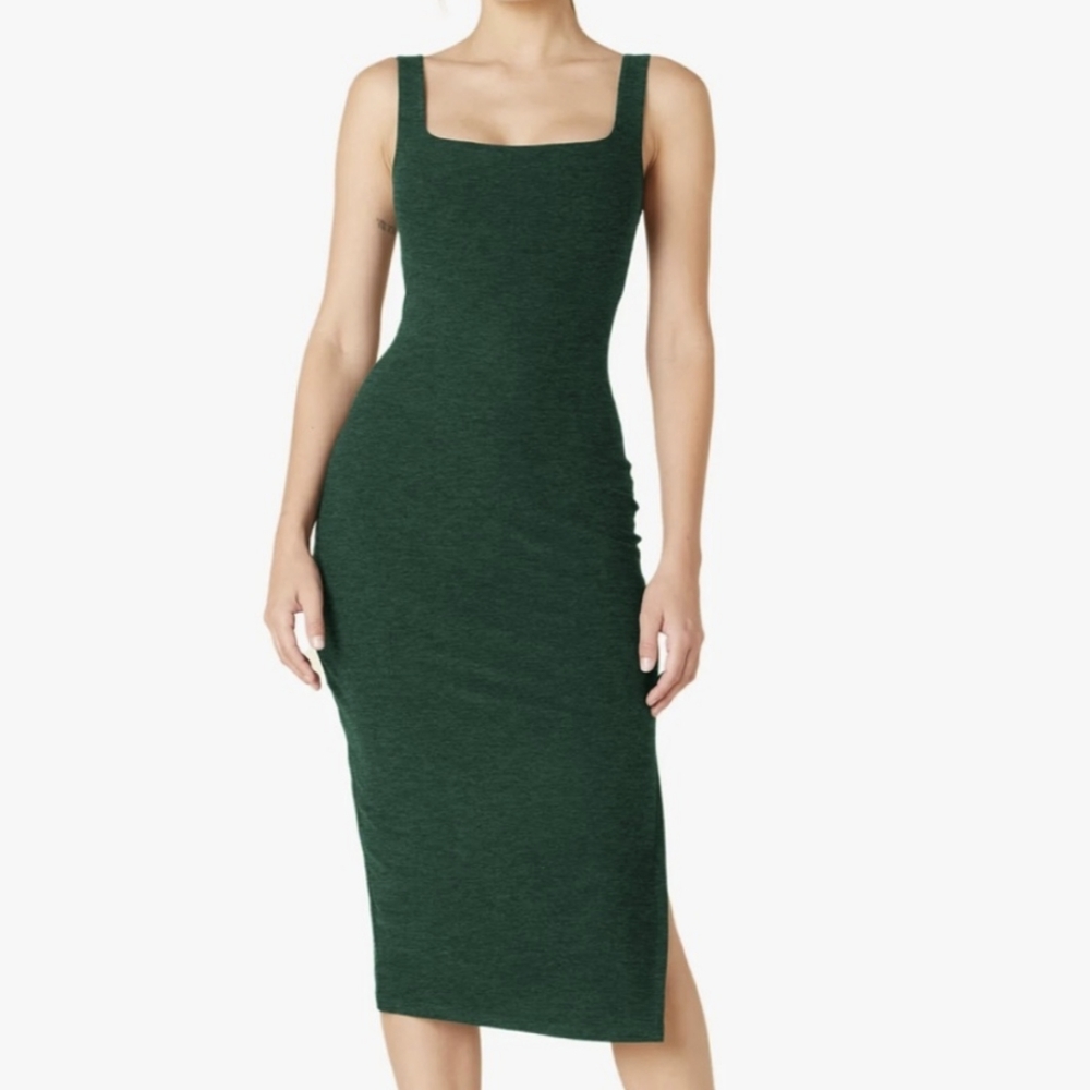 Spacedye Icon Midi Dress - Forest Green-Pine - Size S - Beyond Yoga